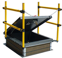 Galvanized Roof Hatch with Saf-T-Railing by JL Industries